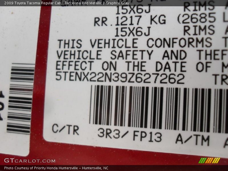 Barcelona Red Metallic / Graphite Gray 2009 Toyota Tacoma Regular Cab