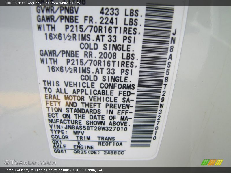 Phantom White / Gray 2009 Nissan Rogue S