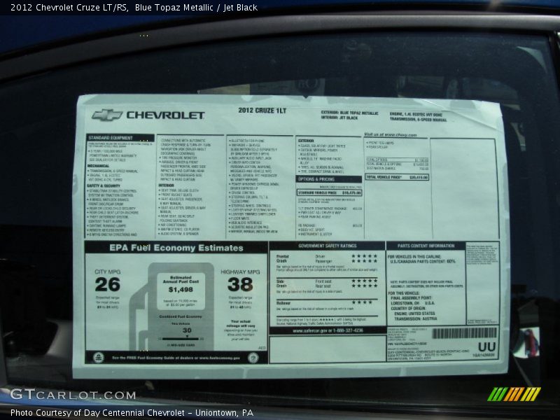  2012 Cruze LT/RS Window Sticker