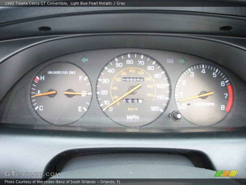 Light Blue Pearl Metallic / Gray 1992 Toyota Celica GT Convertible