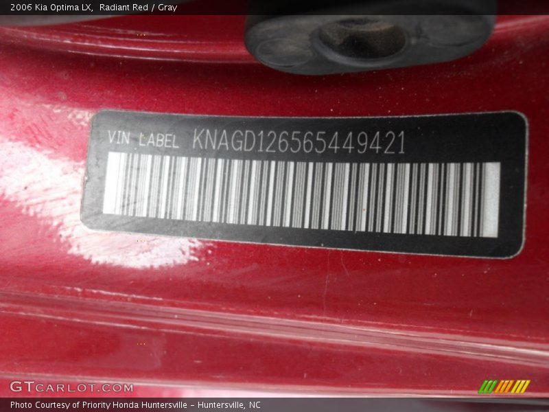 Radiant Red / Gray 2006 Kia Optima LX