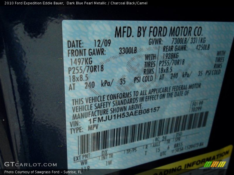 2010 Expedition Eddie Bauer Dark Blue Pearl Metallic Color Code DX