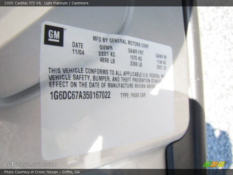 Light Platinum / Cashmere 2005 Cadillac STS V8