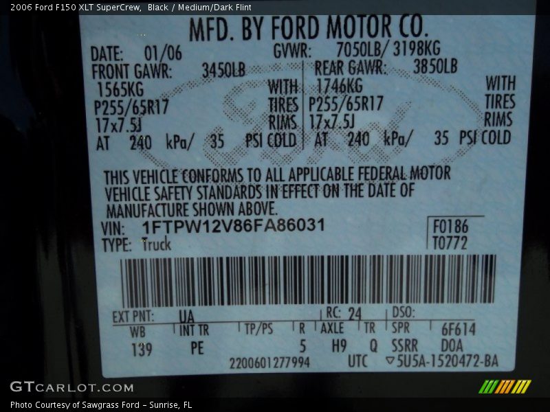 Black / Medium/Dark Flint 2006 Ford F150 XLT SuperCrew