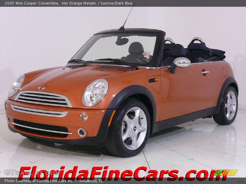 Hot Orange Metallic / Sunrise/Dark Blue 2005 Mini Cooper Convertible