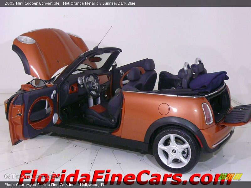 Hot Orange Metallic / Sunrise/Dark Blue 2005 Mini Cooper Convertible
