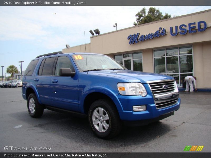 Blue Flame Metallic / Camel 2010 Ford Explorer XLT