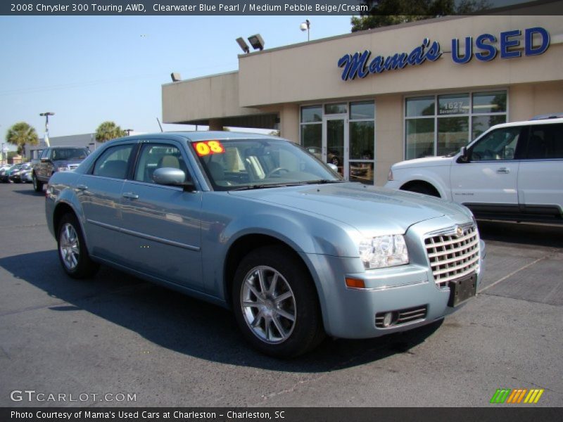 Clearwater Blue Pearl / Medium Pebble Beige/Cream 2008 Chrysler 300 Touring AWD