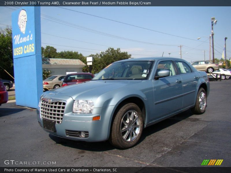 Clearwater Blue Pearl / Medium Pebble Beige/Cream 2008 Chrysler 300 Touring AWD