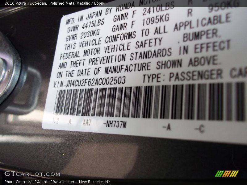 Polished Metal Metallic / Ebony 2010 Acura TSX Sedan