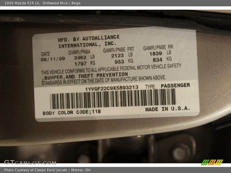 Driftwood Mica / Beige 1999 Mazda 626 LX