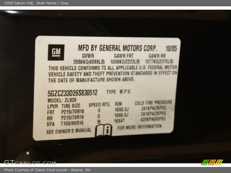 Silver Nickel / Gray 2006 Saturn VUE