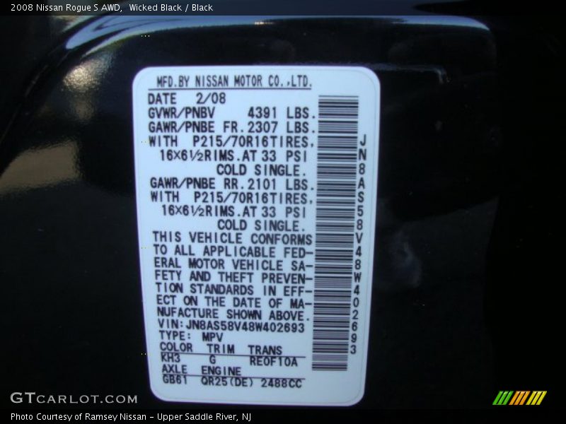 Wicked Black / Black 2008 Nissan Rogue S AWD