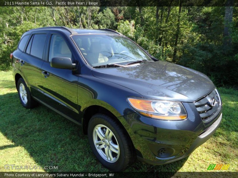 Pacific Blue Pearl / Beige 2011 Hyundai Santa Fe GLS