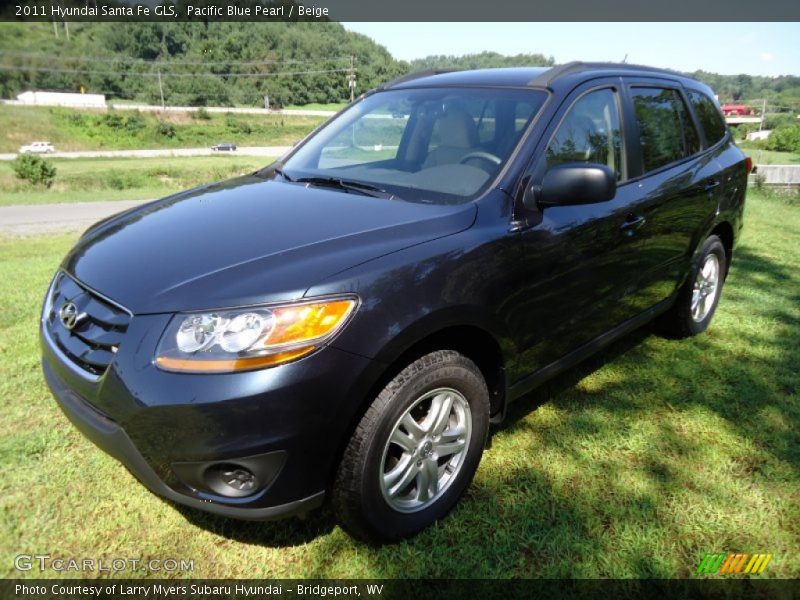 Pacific Blue Pearl / Beige 2011 Hyundai Santa Fe GLS