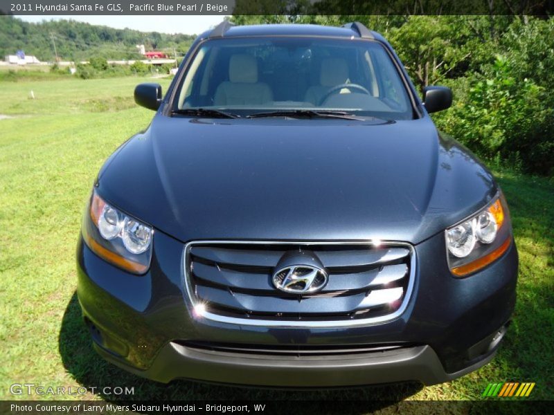 Pacific Blue Pearl / Beige 2011 Hyundai Santa Fe GLS