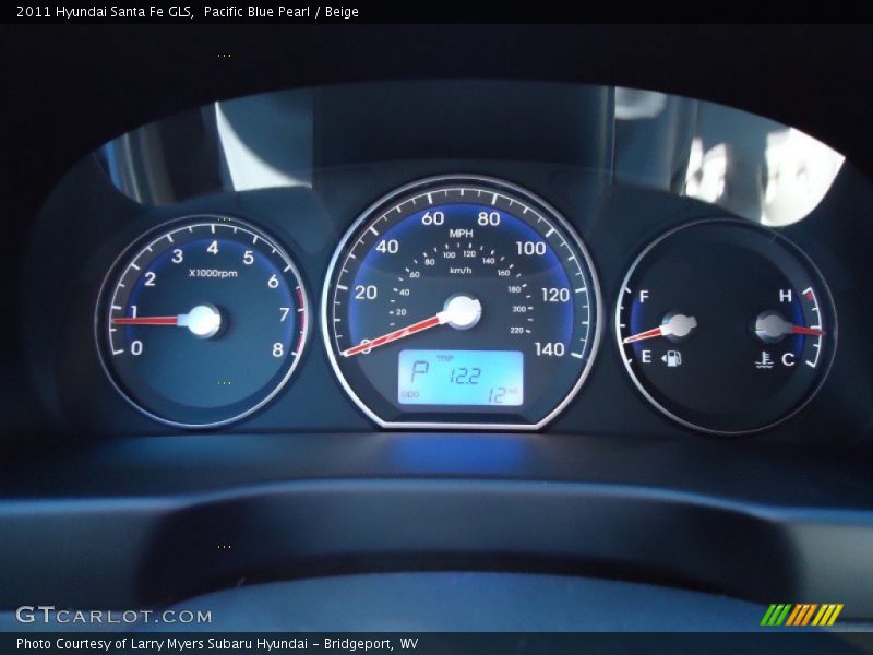 Pacific Blue Pearl / Beige 2011 Hyundai Santa Fe GLS