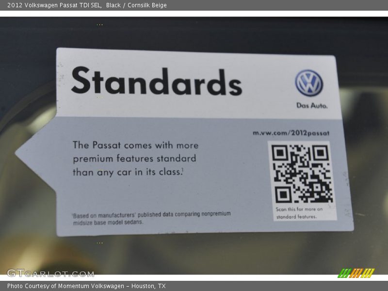 Black / Cornsilk Beige 2012 Volkswagen Passat TDI SEL