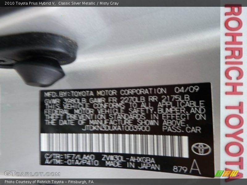Classic Silver Metallic / Misty Gray 2010 Toyota Prius Hybrid V