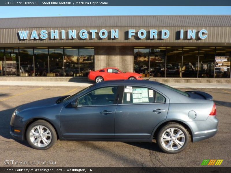 Steel Blue Metallic / Medium Light Stone 2012 Ford Fusion SE