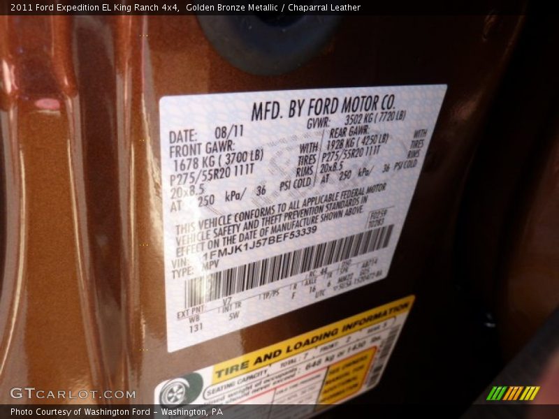 Golden Bronze Metallic / Chaparral Leather 2011 Ford Expedition EL King Ranch 4x4