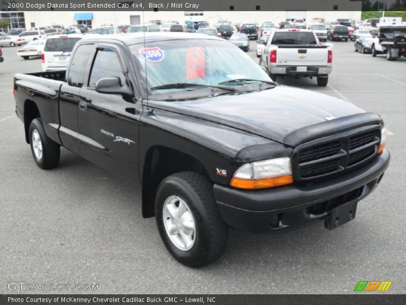 Black / Mist Gray 2000 Dodge Dakota Sport Extended Cab 4x4