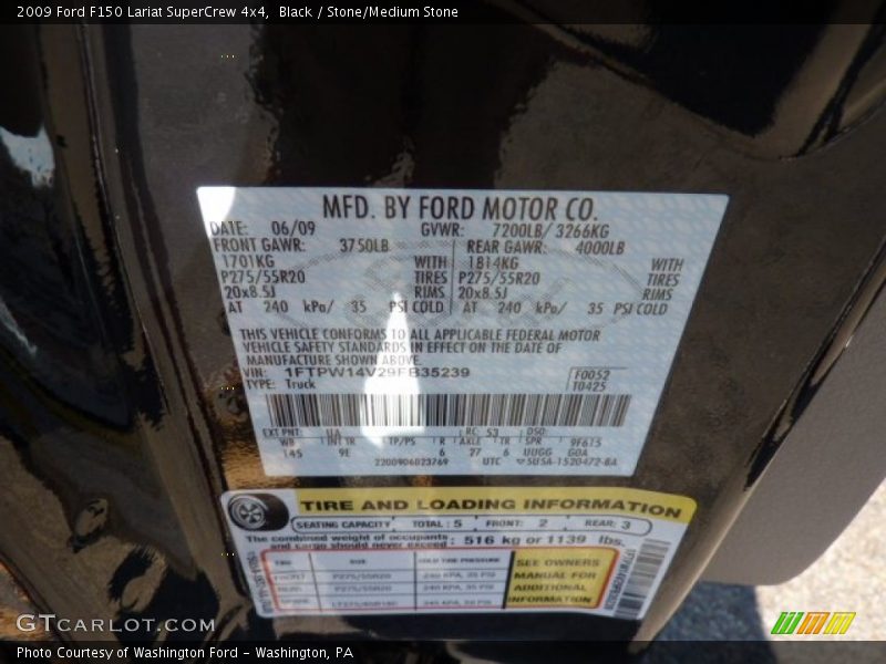 Black / Stone/Medium Stone 2009 Ford F150 Lariat SuperCrew 4x4