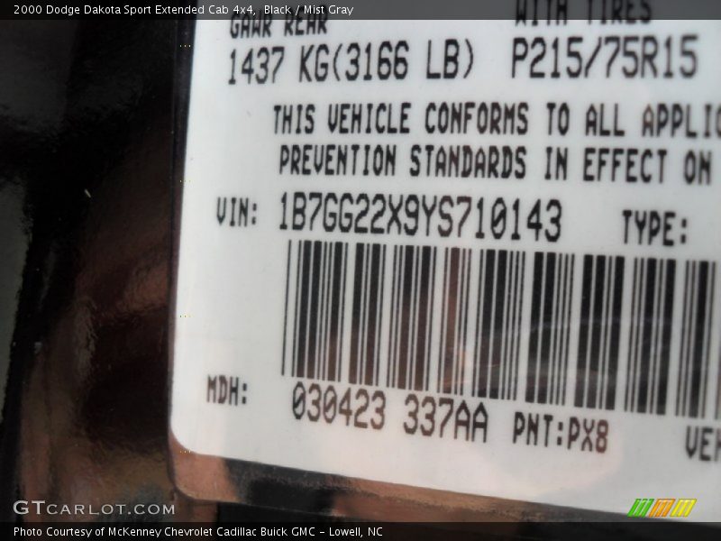 Black / Mist Gray 2000 Dodge Dakota Sport Extended Cab 4x4