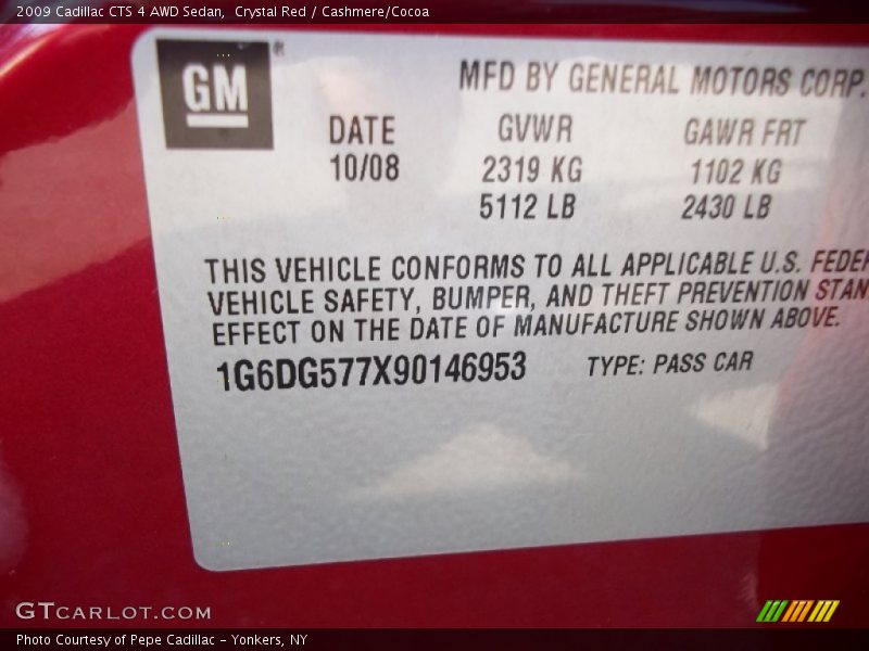 Crystal Red / Cashmere/Cocoa 2009 Cadillac CTS 4 AWD Sedan