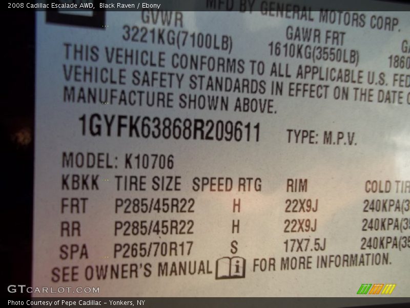 Black Raven / Ebony 2008 Cadillac Escalade AWD