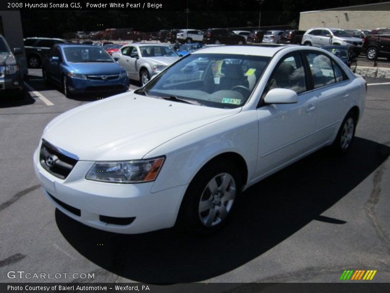Powder White Pearl / Beige 2008 Hyundai Sonata GLS