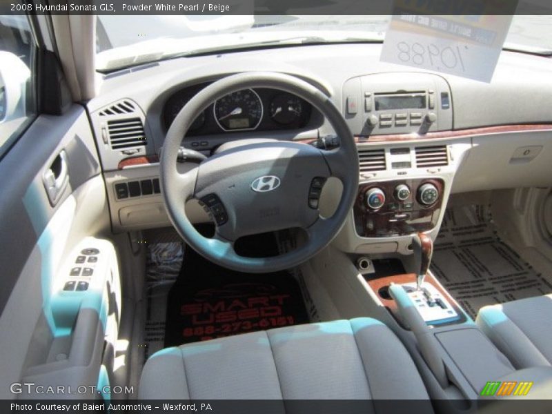 Powder White Pearl / Beige 2008 Hyundai Sonata GLS