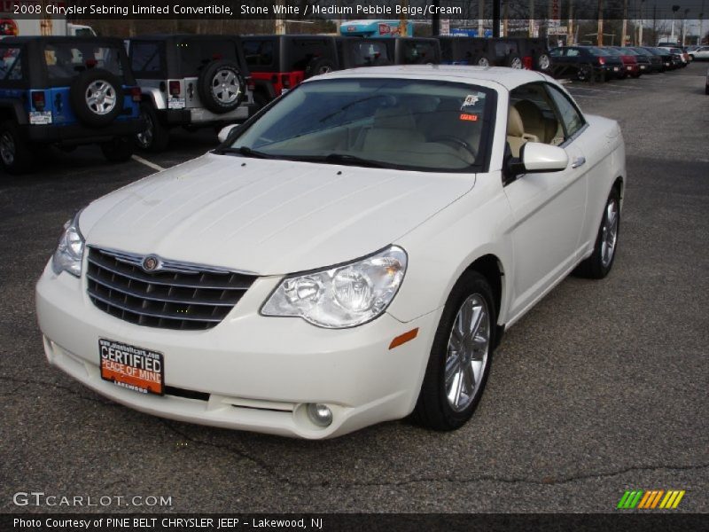 Stone White / Medium Pebble Beige/Cream 2008 Chrysler Sebring Limited Convertible