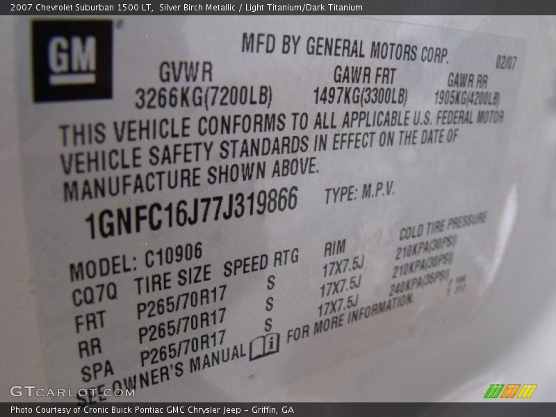 Silver Birch Metallic / Light Titanium/Dark Titanium 2007 Chevrolet Suburban 1500 LT