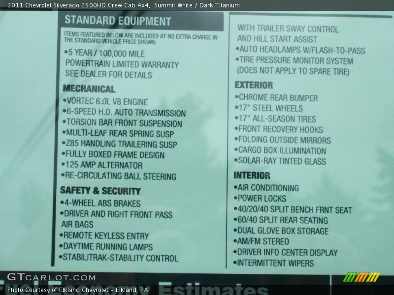 Summit White / Dark Titanium 2011 Chevrolet Silverado 2500HD Crew Cab 4x4