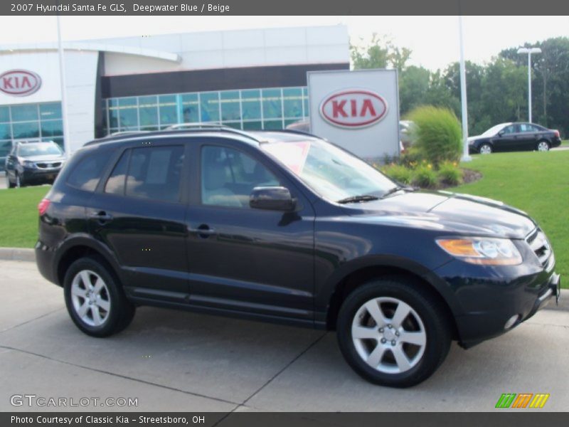 Deepwater Blue / Beige 2007 Hyundai Santa Fe GLS