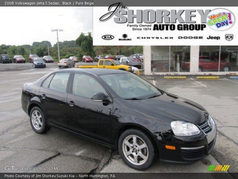 Black / Pure Beige 2008 Volkswagen Jetta S Sedan