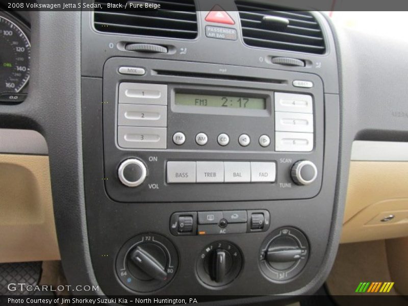 Black / Pure Beige 2008 Volkswagen Jetta S Sedan
