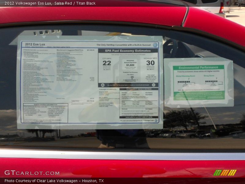 Salsa Red / Titan Black 2012 Volkswagen Eos Lux