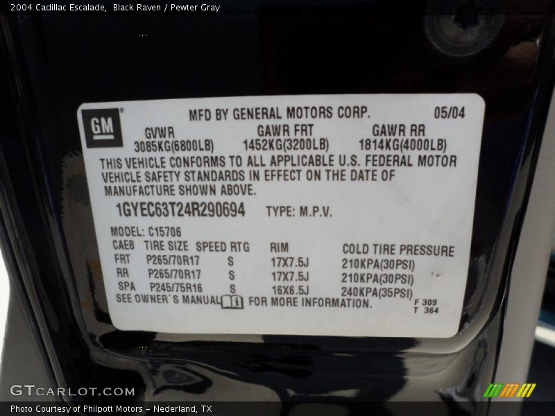 Black Raven / Pewter Gray 2004 Cadillac Escalade