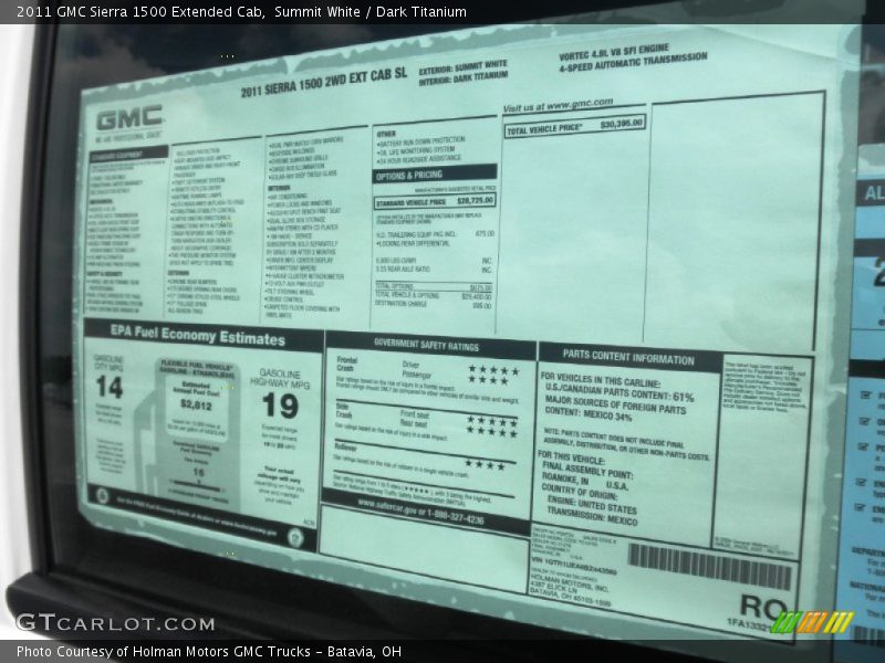 Summit White / Dark Titanium 2011 GMC Sierra 1500 Extended Cab