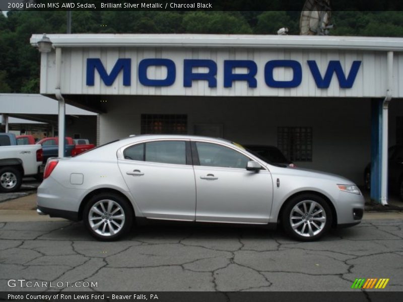Brilliant Silver Metallic / Charcoal Black 2009 Lincoln MKS AWD Sedan