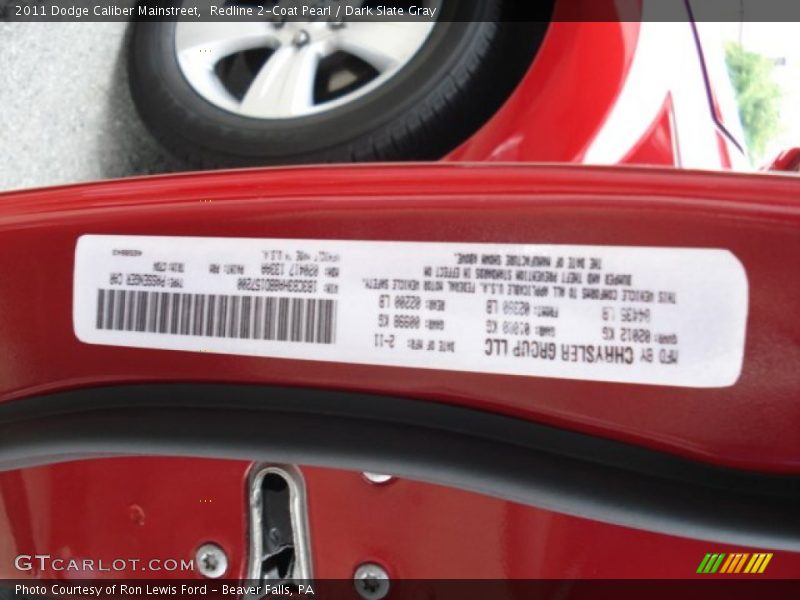 Redline 2-Coat Pearl / Dark Slate Gray 2011 Dodge Caliber Mainstreet