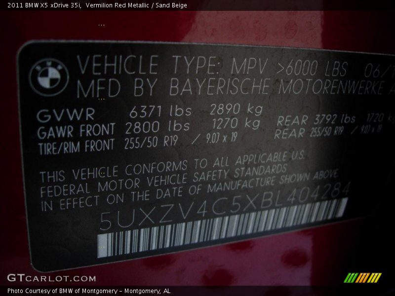 Vermilion Red Metallic / Sand Beige 2011 BMW X5 xDrive 35i