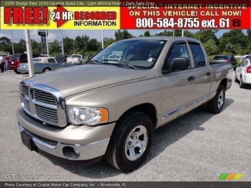 Light Almond Pearl / Dark Slate Gray 2005 Dodge Ram 1500 Laramie Quad Cab