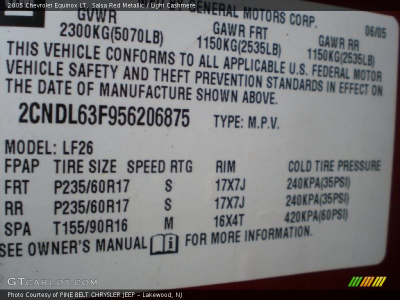 Salsa Red Metallic / Light Cashmere 2005 Chevrolet Equinox LT