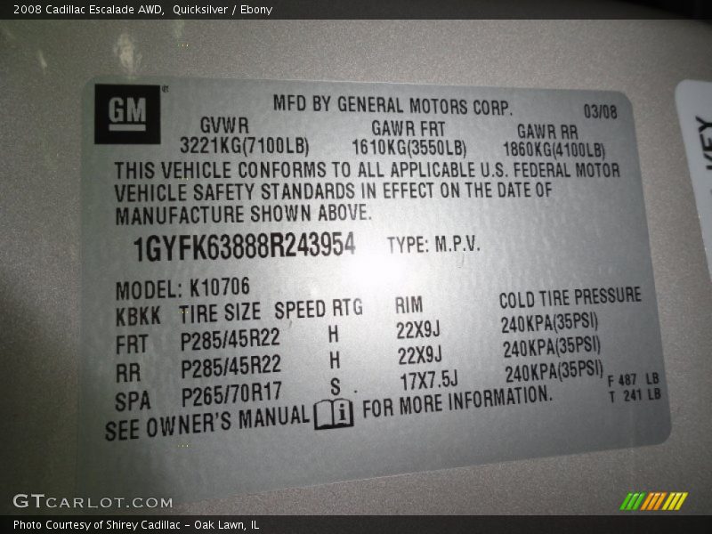 Quicksilver / Ebony 2008 Cadillac Escalade AWD