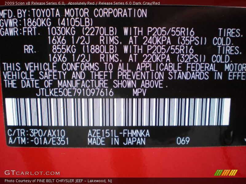 2009 xB Release Series 6.0 Absolutely Red Color Code 3P0