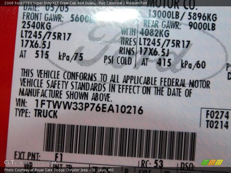 Red Clearcoat / Medium Flint 2006 Ford F350 Super Duty XLT Crew Cab 4x4 Dually