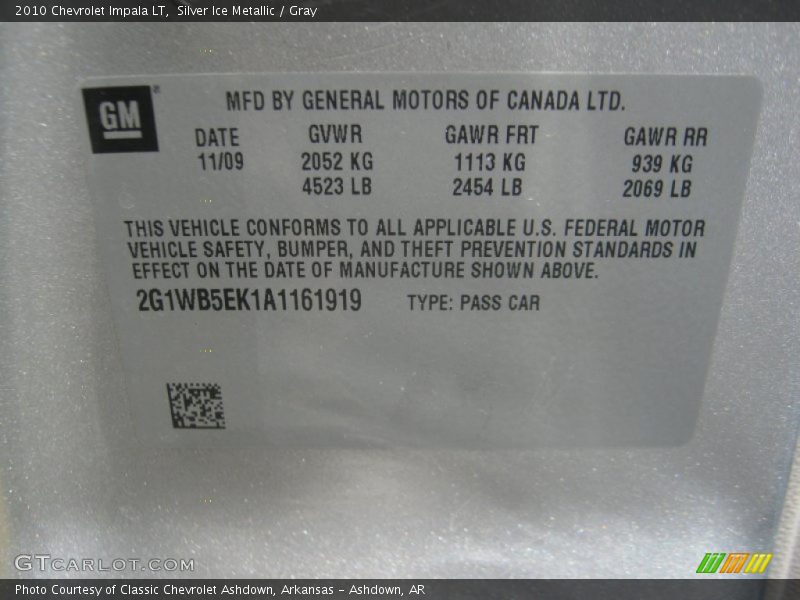Silver Ice Metallic / Gray 2010 Chevrolet Impala LT